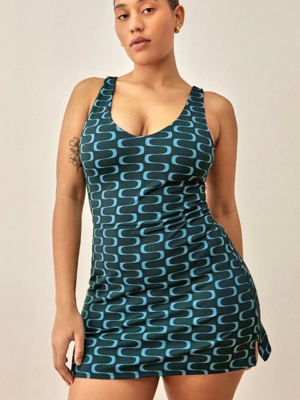 Reformation Daria Ecomove Active Dress Blue & Black
